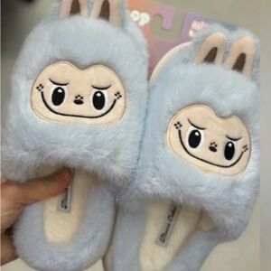 Labubu Blue Fuzzy Slippers Women's Size M (7-8)